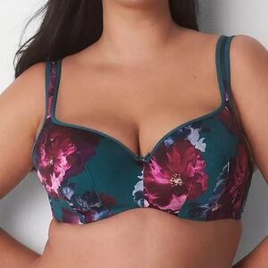 Casique Intimates Comfort Bliss LightlLined Balconette Dark Floral Underwire Bra